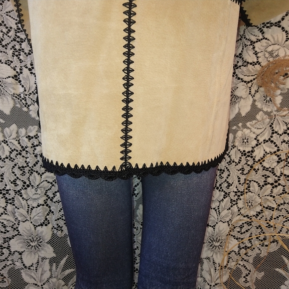 Louis Dell Olio creme black jacket patchwork boho 100% suede long sleeve vintage - Picture 11 of 12